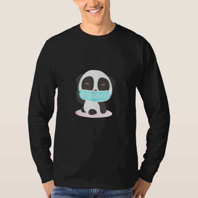 Niedliche Panda mit Gesichtsmaske für Tierfreunde T-Shirt (Vorderseite)