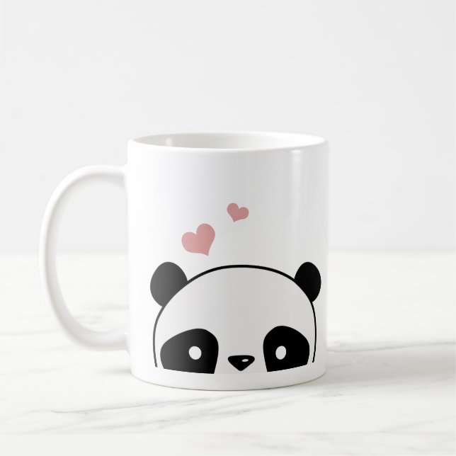 Niedliche Panda Monogram Script Kaffeetasse (Links)