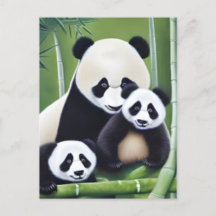 Niedliche Panda Mother and Cubs AI Creation Postkarte