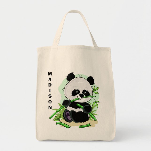 Niedliche Panda-Name-Taschentaschen Tragetasche (Vorne)