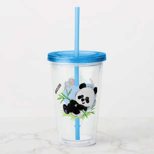 Niedliche Panda-Nametrommeln 1/2 Acryltrinkbecher