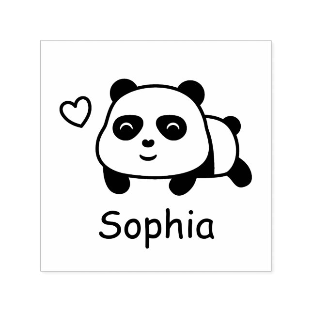 Niedliche Panda Personalisiert Name Ink Briefmarke Permastempel (Design)