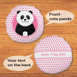 Niedliche panda-pink-fleckige Fleckenname hinten Rundes Kissen