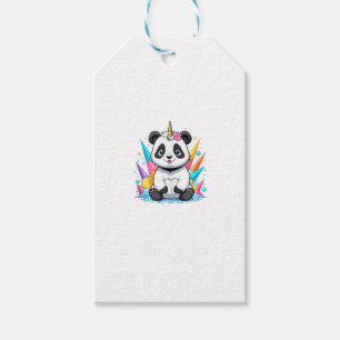Niedliche Panda Riding Unicorn Girls - Rainbow Tan Geschenkanhänger