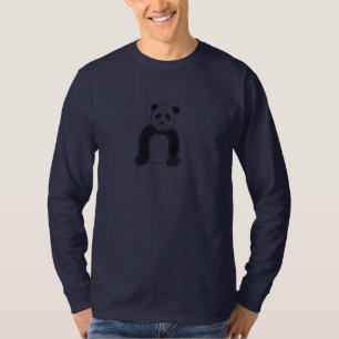 Niedliche Panda-Skizze mit dunkelblauem Hintergrun T-Shirt