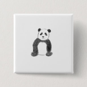 Niedliche Panda-Skizze schwarz-weiß Button