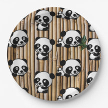 Niedliche Panda-u. Bambus-Druck-Papierplatte