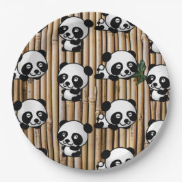 Niedliche Panda-u. Bambus-Druck-Papierplatte Pappteller