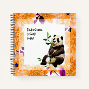 Niedliche Panda- und Blumenrahmen Notizbuch