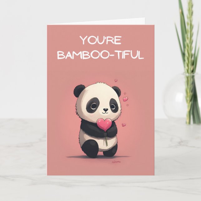 Niedliche Panda Valentine-Tageskarte Dankeskarte (Vorderseite)