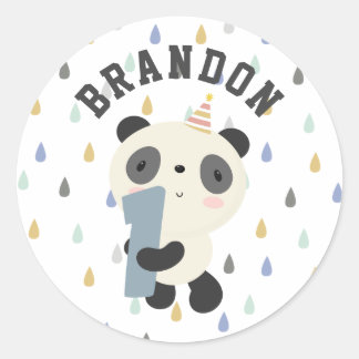 Niedliche Panda zum Geburtstag Runder Aufkleber