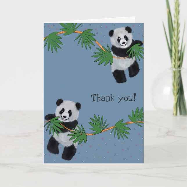 Niedliche Pandas Dankeskarte (Vorderseite)