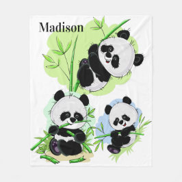 Niedliche Pandas individuelle Name Fleece-Decken Fleecedecke