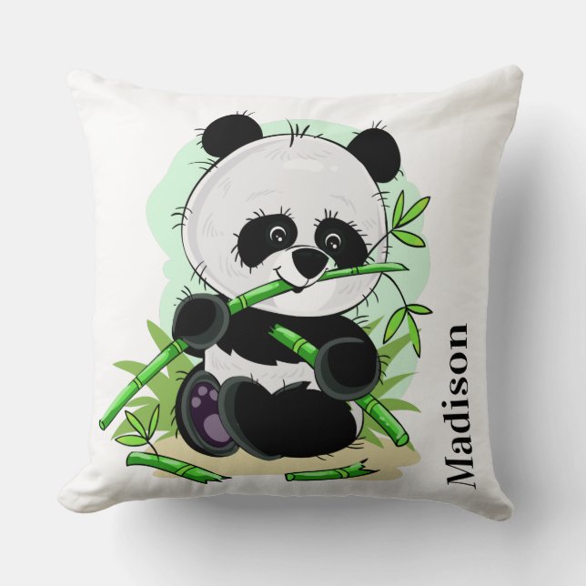 Niedliche Pandas individuelle Name werfen Kissen (Vorderseite)