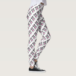 Niedliche Pandas mit rosa Herzen Leggings