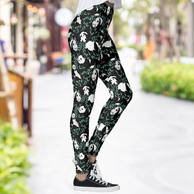 Niedliche Pandas und Blätter Leggings (Von Creator hochgeladen)