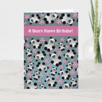 Niedliche Pandas und Blume Geburtskarte