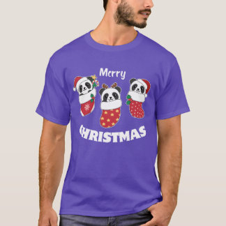 Niedliche Pandas zu Weihnachten Strümpfe Zu Weihna T-Shirt