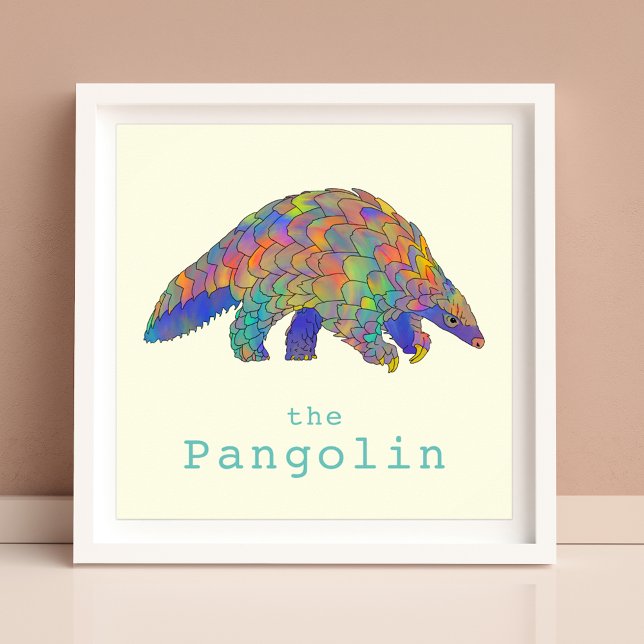 Niedliche Pangolin-farbene Tierkunst Poster (Pangolin colorful watercolor animal art poster )