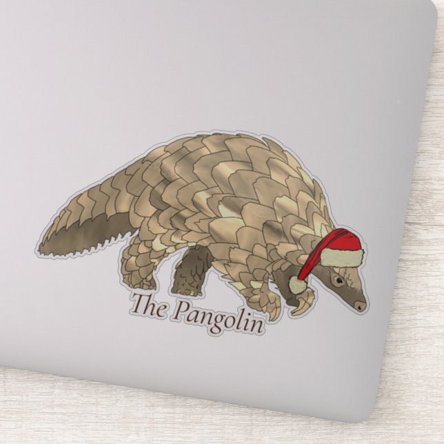 Niedliche Pangolin Santa gefährdete Arten Weihnach Aufkleber (Detail)