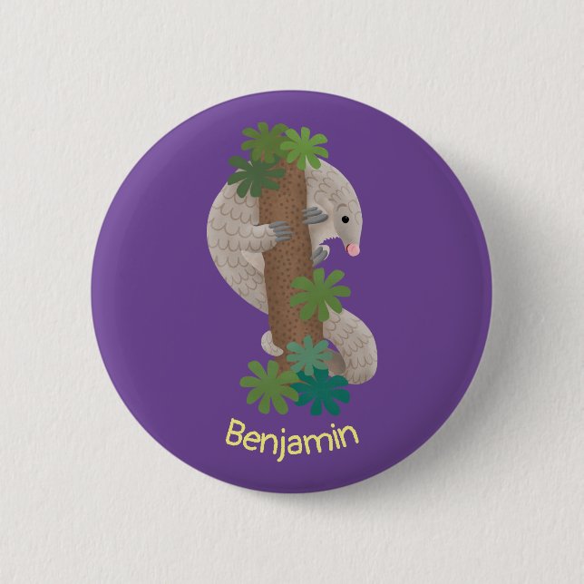 Niedliche Pangolin-Vorführung Button (Vorderseite)