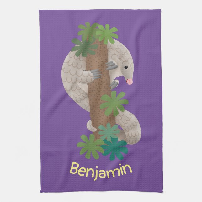 Niedliche Pangolin-Vorführung Geschirrtuch (Vertikal)