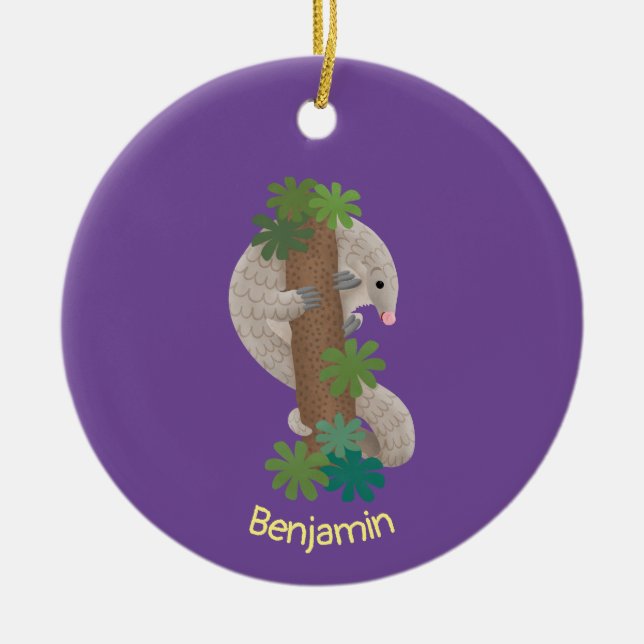 Niedliche Pangolin-Vorführung Keramik Ornament (Vorne)
