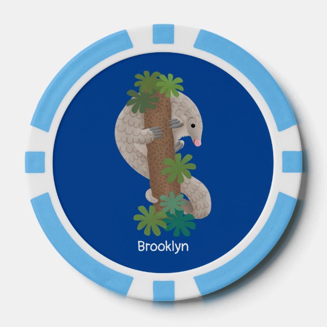 Niedliche Pangolin-Vorführung Pokerchips (Vorderseite)