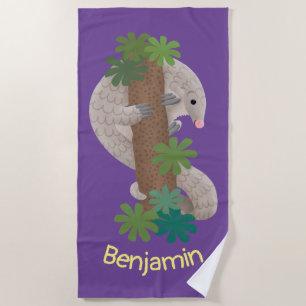 Niedliche Pangolin-Vorführung Strandtuch