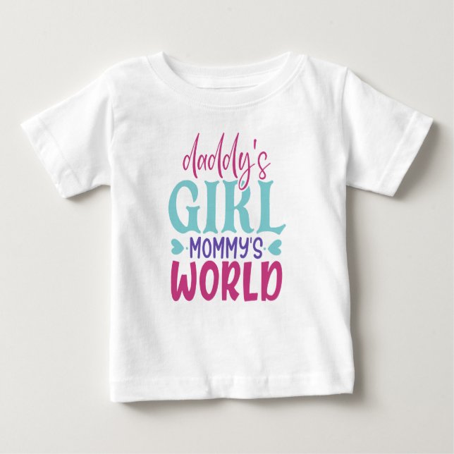 niedliche Papa-Girl-Mama Weltkunst Baby T-shirt (Vorderseite)