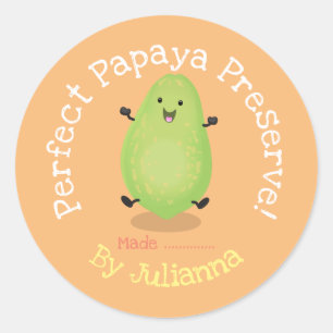 Niedliche Papaya bewahrt Cartoon-Illustrationszeic Runder Aufkleber