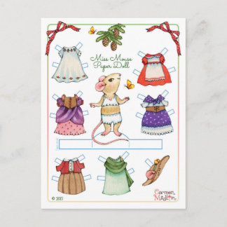 Niedliche Papierpuppenkarte Postkarte