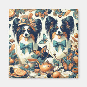 Niedliche Papillon Dog Illustration Magnet