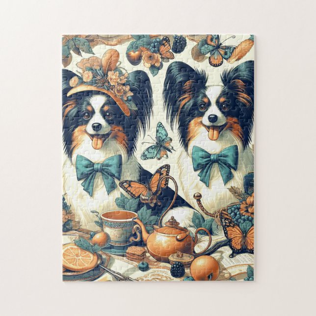 Niedliche Papillon Dog Illustration Puzzle (Vertikal)