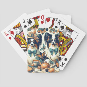 Niedliche Papillon Dog Illustration Spielkarten