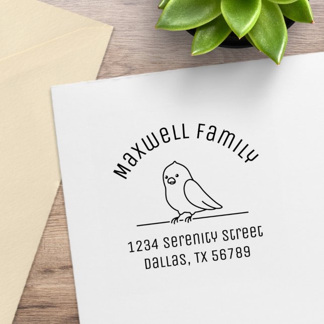 Niedliche Parakeet Parrot Bird-Familienadresse Gummistempel (Von Creator hochgeladen)