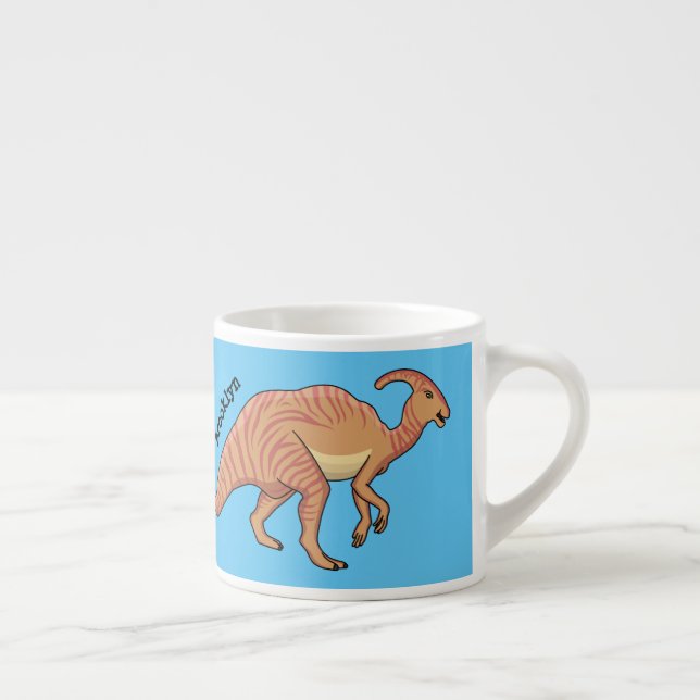Niedliche Parasaurolophus-Dinosaurier-Cartoon-Abbi Espressotasse (Rechts)