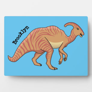 Niedliche Parasaurolophus-Dinosaurier-Cartoon-Abbi Fotoplatte