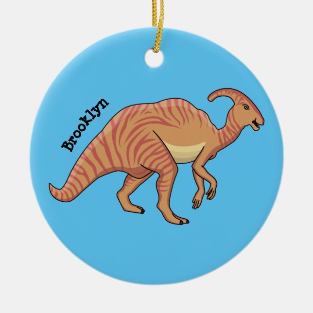 Niedliche Parasaurolophus-Dinosaurier-Cartoon-Abbi Keramik Ornament (Vorne)