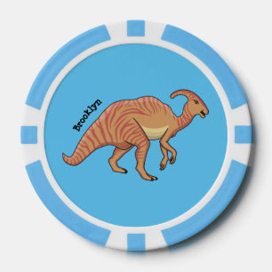 Niedliche Parasaurolophus-Dinosaurier-Cartoon-Abbi Pokerchips