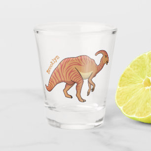 Niedliche Parasaurolophus-Dinosaurier-Cartoon-Abbi Schnapsglas