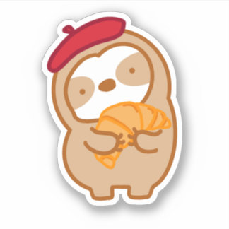 Niedliche Pariser Croissant Sloth Sticker