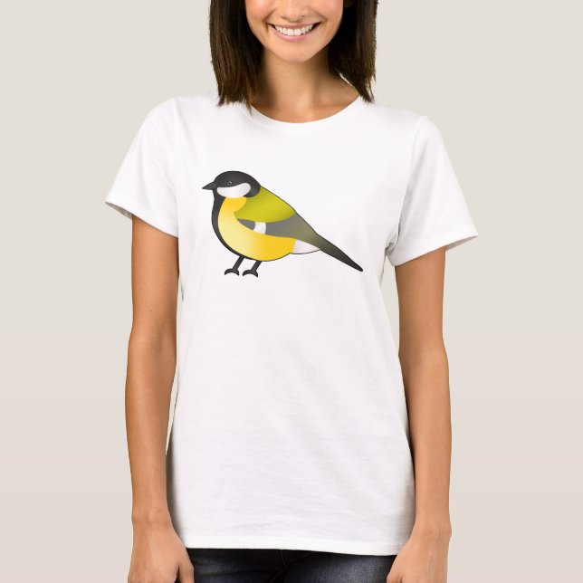 Niedliche Parus Major Bird Cartoon Illustration T-Shirt (Vorderseite)