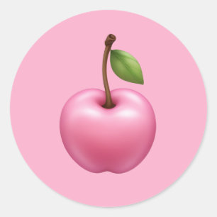 Niedliche Pasta Pink Cherry Emoji Art Runder Aufkleber