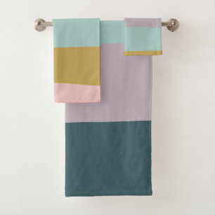Niedliche Pastel Abstrakte Farbblock Geometrische Badhandtuch Set