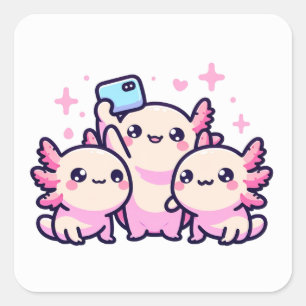Niedliche Pastel Axolotl Neues Design Quadratischer Aufkleber