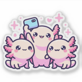Niedliche Pastel Axolotls Neue Designs Selfie Viny Aufkleber