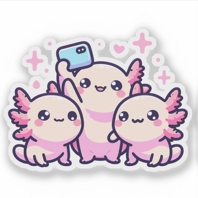 Niedliche Pastel Axolotls Neue Designs Selfie Viny Aufkleber (Vorderseite)