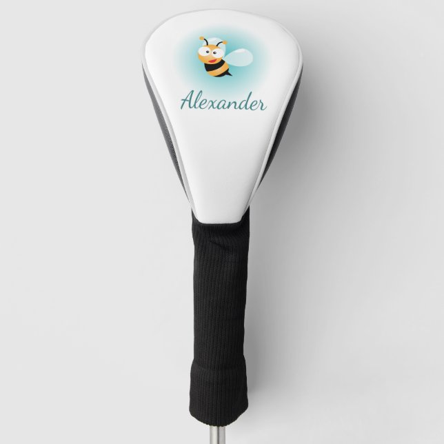 Niedliche Pastel Blue Green Sweet Bumble Bee Carto Golf Headcover (Vorderseite)