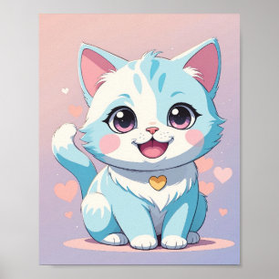 Niedliche Pastel Blue Kitten - Adorable Kinderzimm Poster